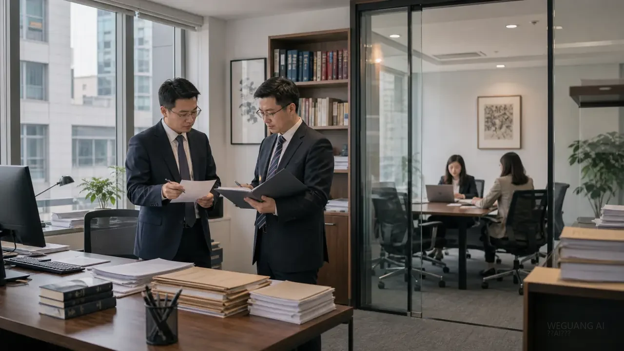 律所办公室窗外城市商务区景观