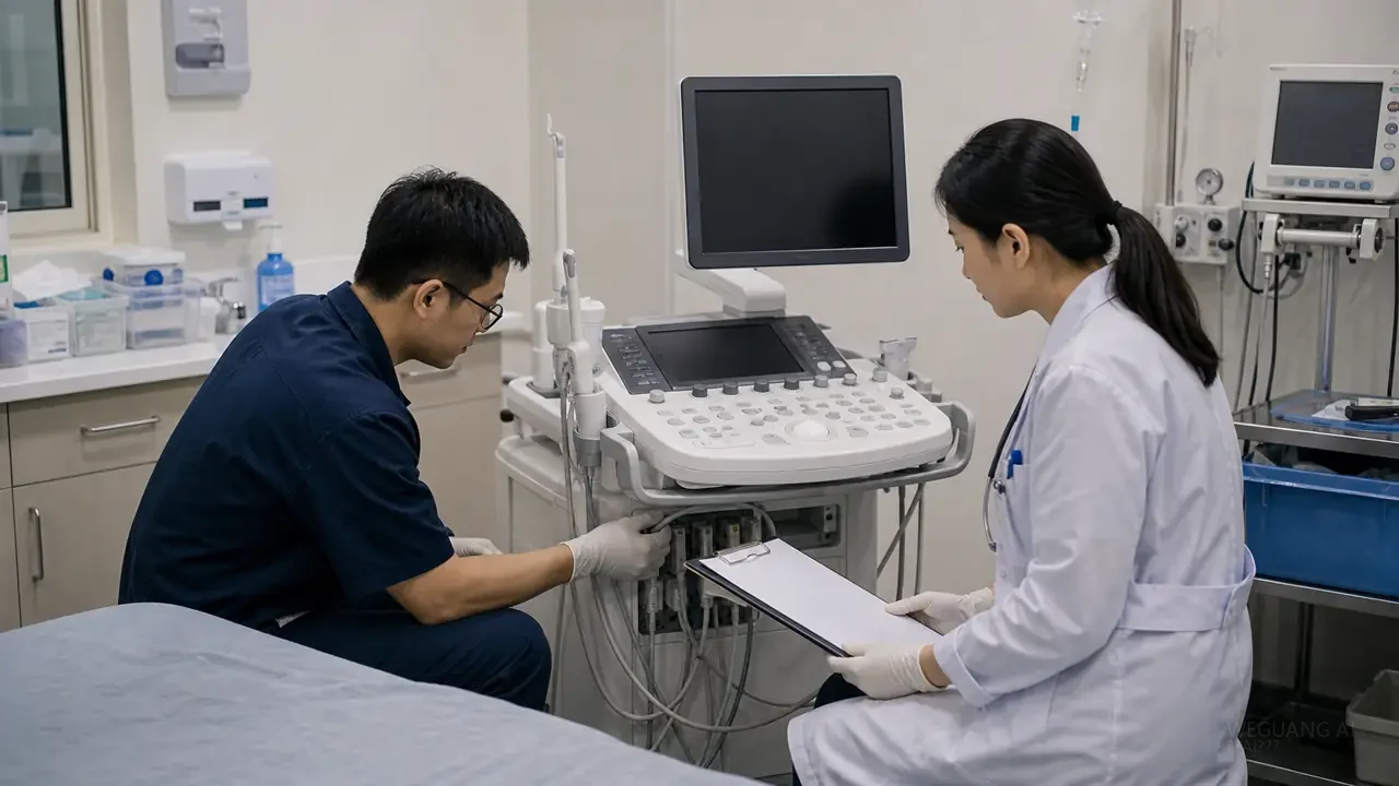 诊室内医生旁边的医学影像显示屏