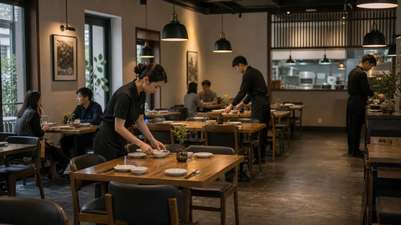 餐厅夜间用餐环境与门店氛围